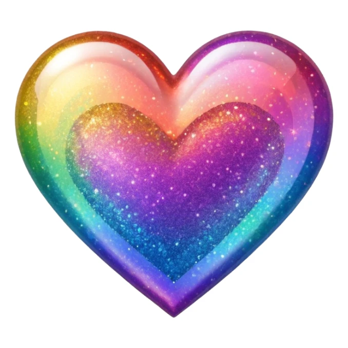 glitter heart with bold rainbow colors sticker