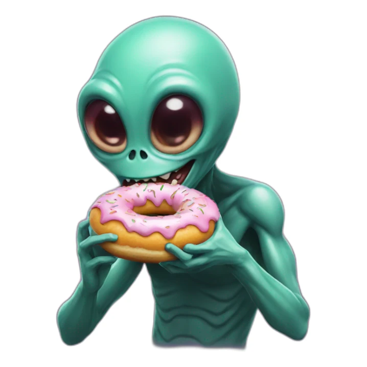 alien eating donut sticker