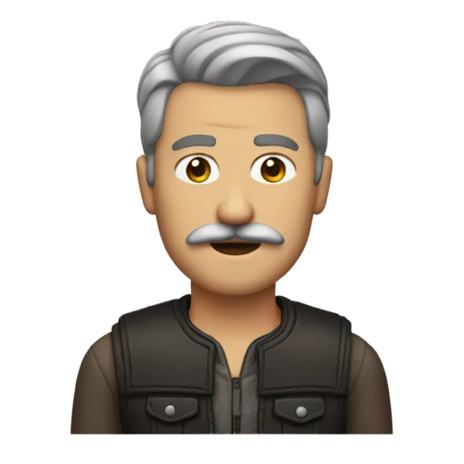 Man with mustache and leather vest sticker