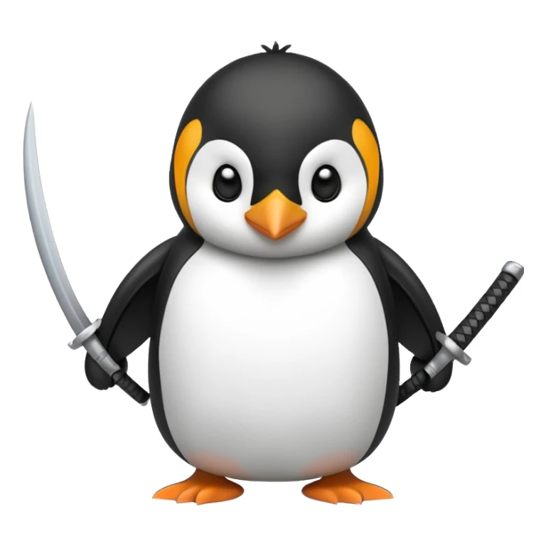 A penguin with katanas sticker