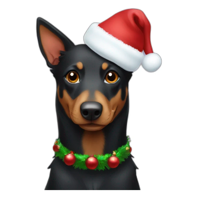 australian kelpie with christmas hat sticker