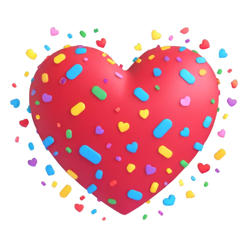 heart with confetti glitter sticker