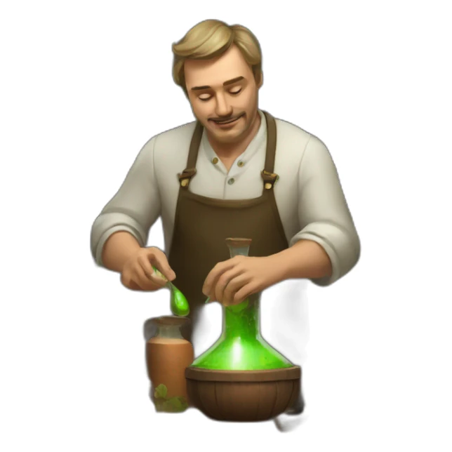 russian man making potions sticker
