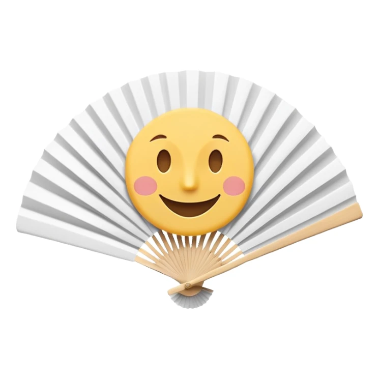 Paper fan with a cute smiling face sticker