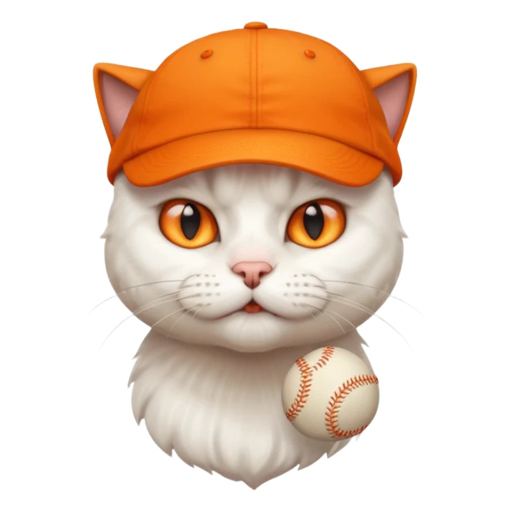 furious white cat with orange baseball hat on  sticker