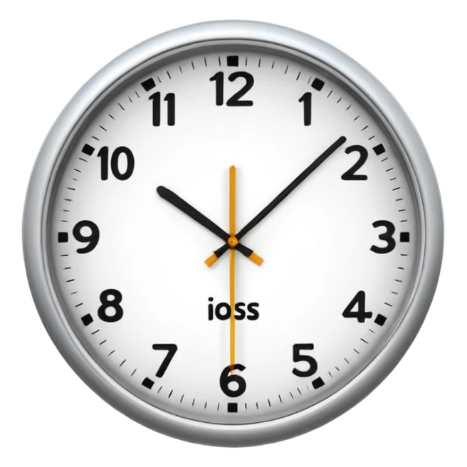 wall clock showing 8 am sticker
