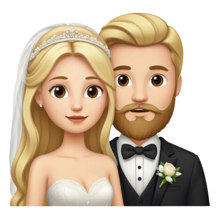 bride long blonde hair groom with beard sticker