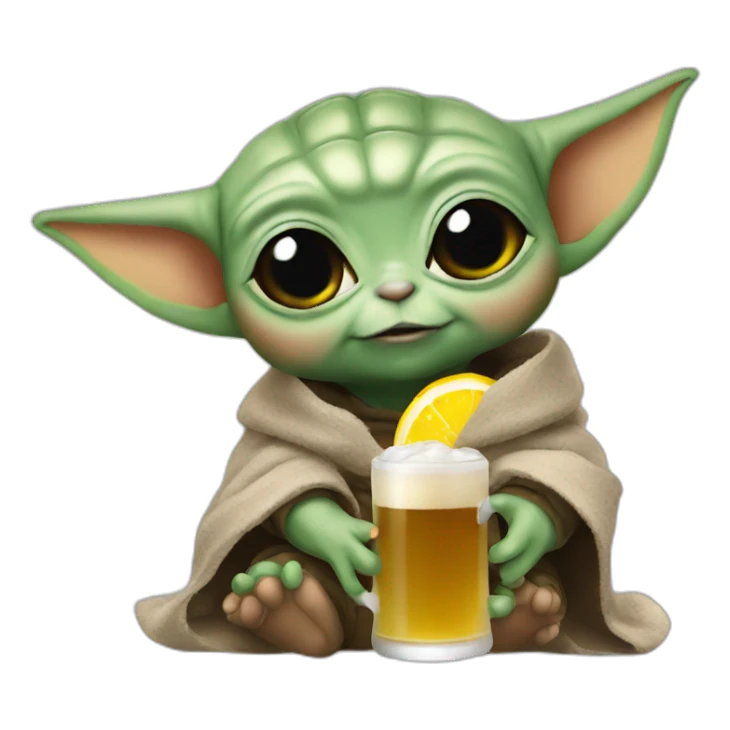 Baby Yoda drink beer sticker