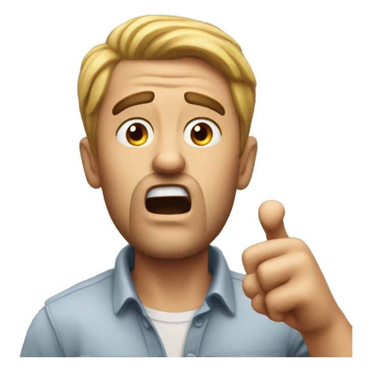 scared man pointing behind him sticker