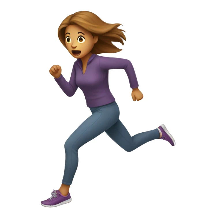woman running scared sticker