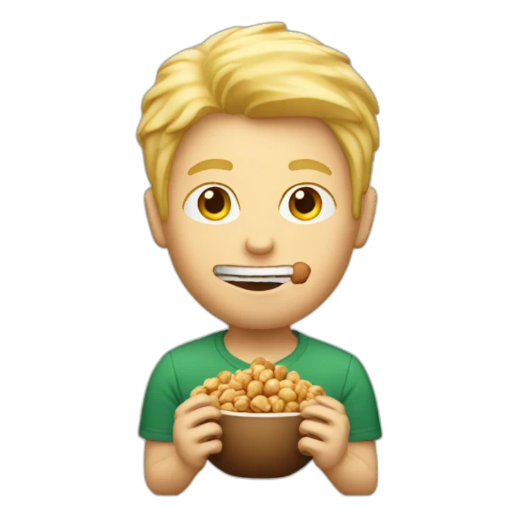 Blond man eating big hazelnut sticker