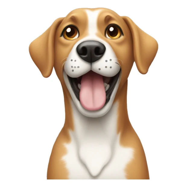 A dog with a cat sticker