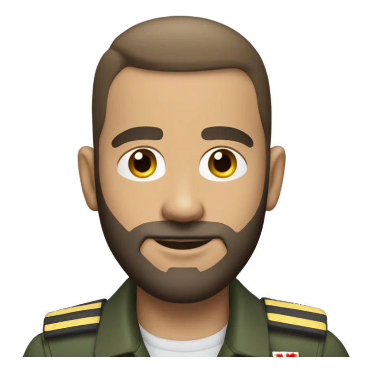 Canadian pilot with buzz cut and a beard sticker