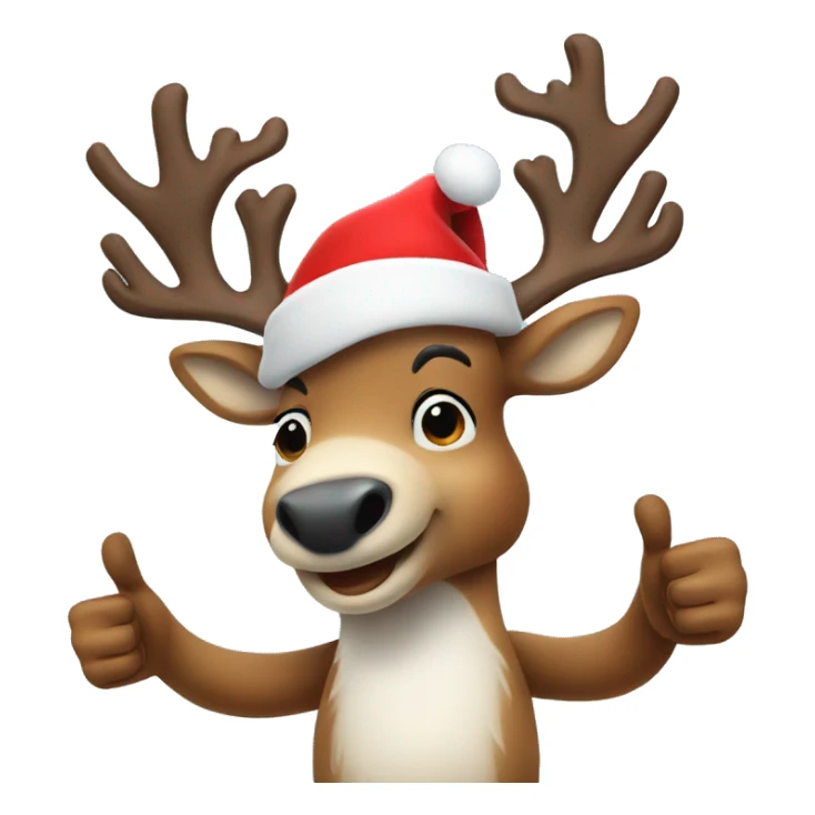 Reindeer with Santa hat doing thumbs up sticker