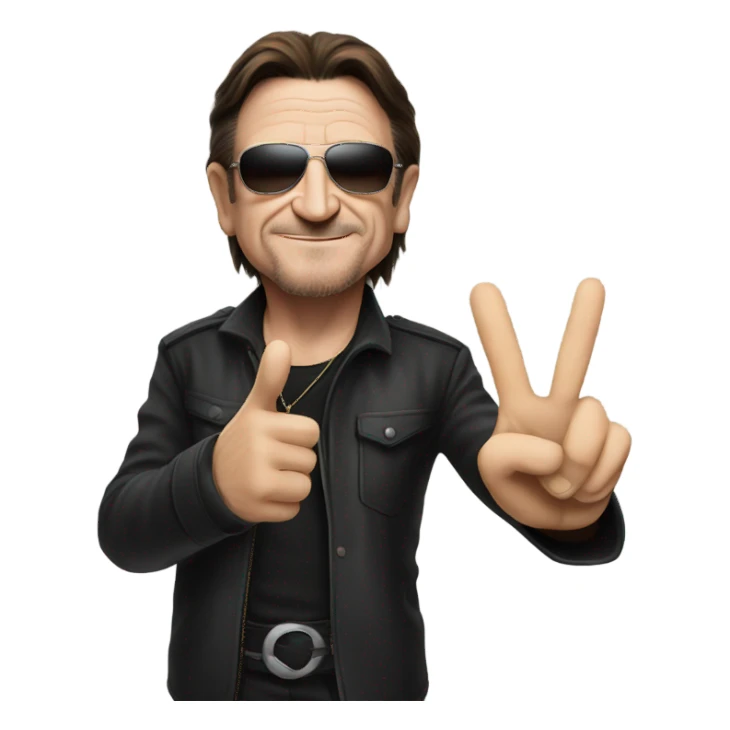 Bono doing peace sign sticker