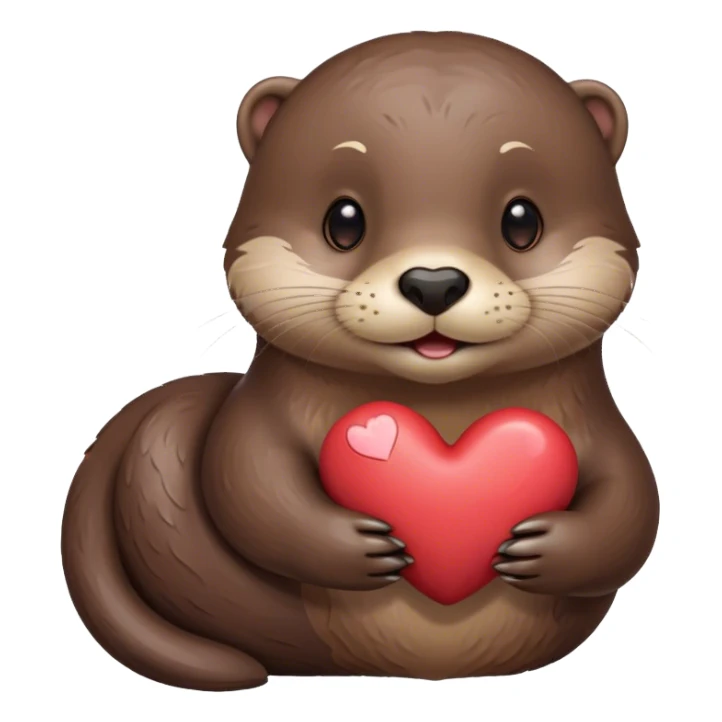 otter with a heart pebble sticker