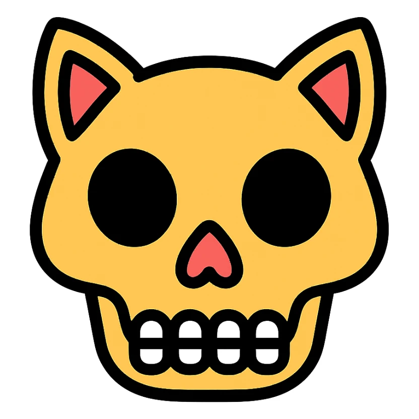skull cat sticker