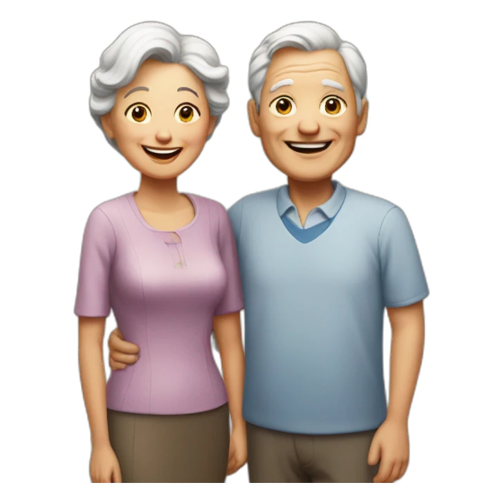 happy old couple sticker