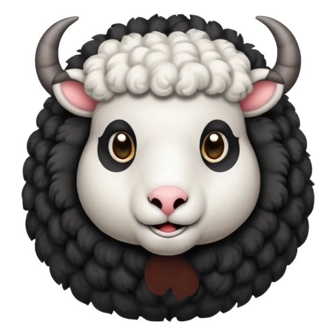 Black cute Sheep with Horns  sticker