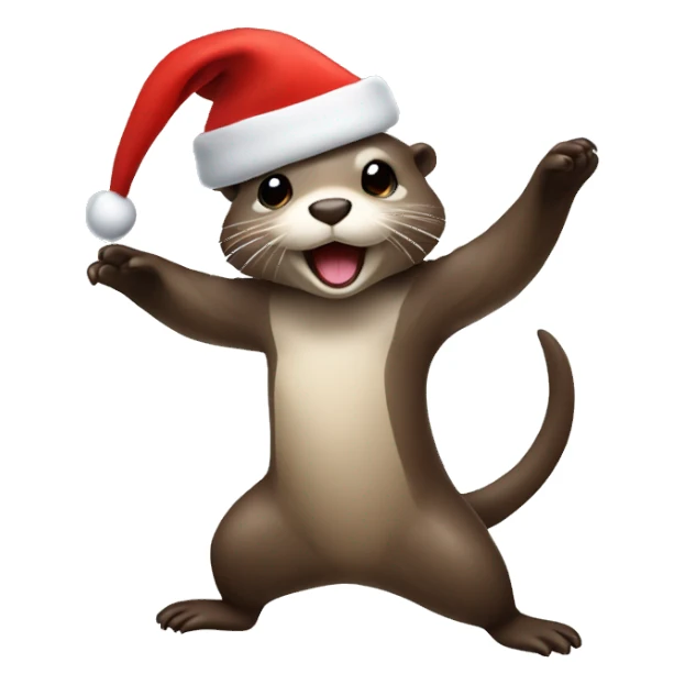Otter dancing with santa Claus hat  sticker