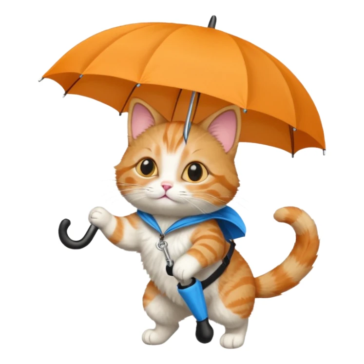 Skydiving cat with umbrella  sticker