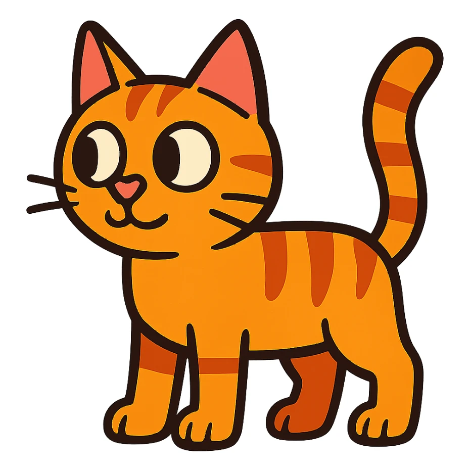 cartoon cat standing looking sideways sticker