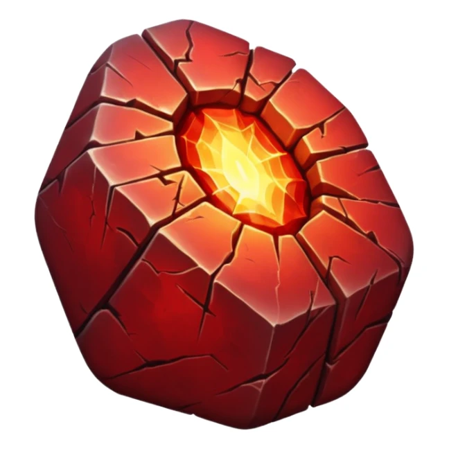 magical stone red bright light shine through cracks sticker