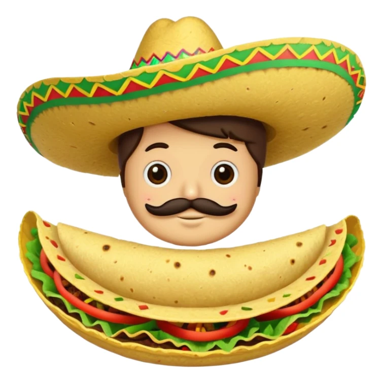 A taco wearing a sombrero sticker