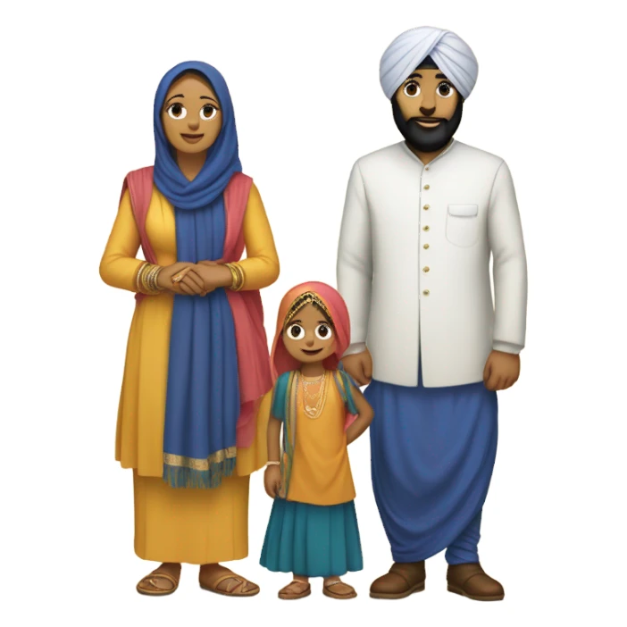 Father, Sikh Mother, daughter, Sikh son sticker