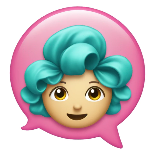 a teal hairbow inside a pink speech bubble sticker