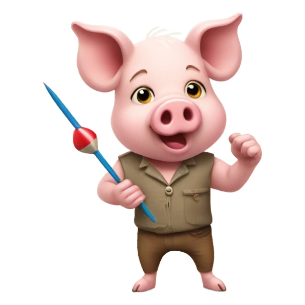Cute pig playing darts sticker