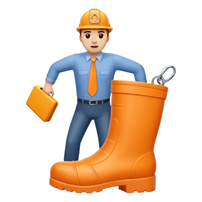 Giant orange boot stepping on an office worker  sticker
