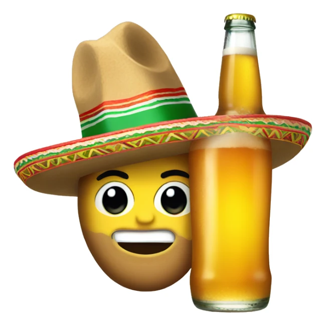 A beer wearing a mexican sombrero  sticker