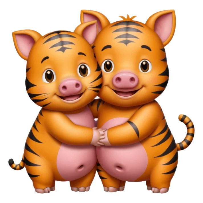 tiger and piggy hugging  sticker