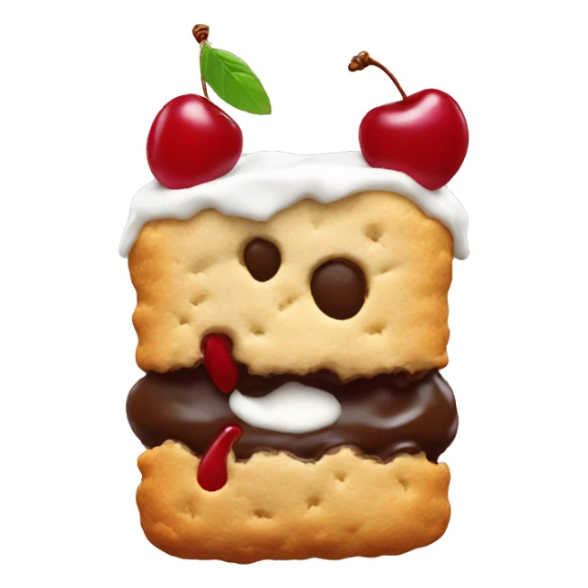 biscuit with icing and a cherry sticker