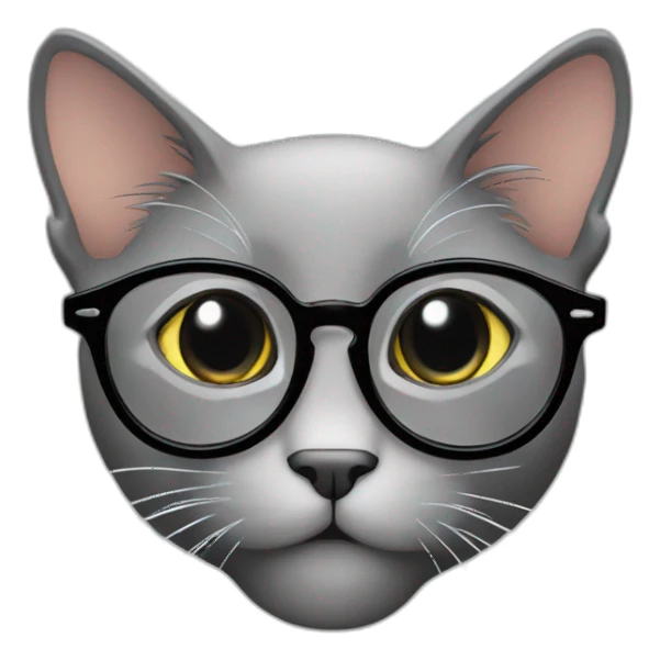 gray cat web designer black eyeglasses sticker