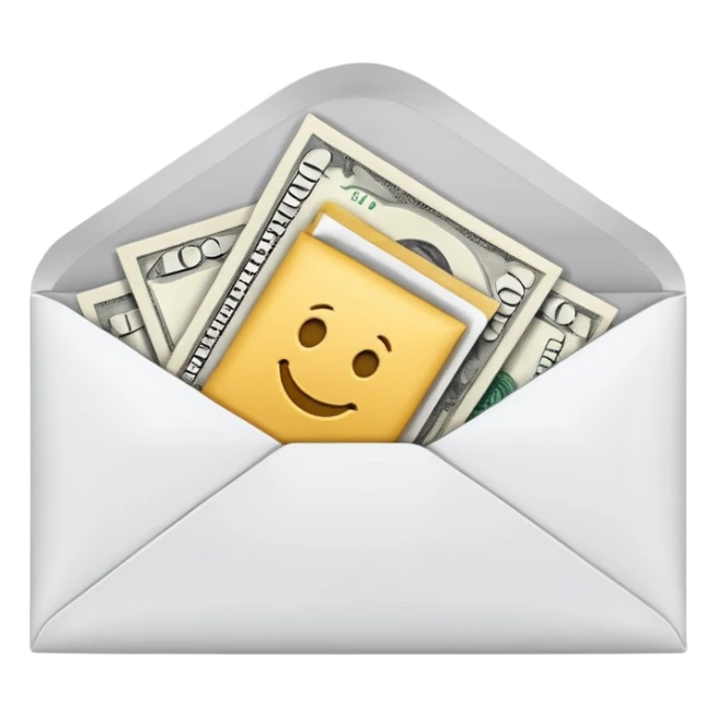 Salary enclosed in an envelope sticker