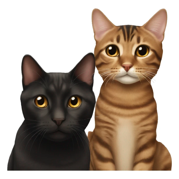brown tabby cat and black cat  sticker