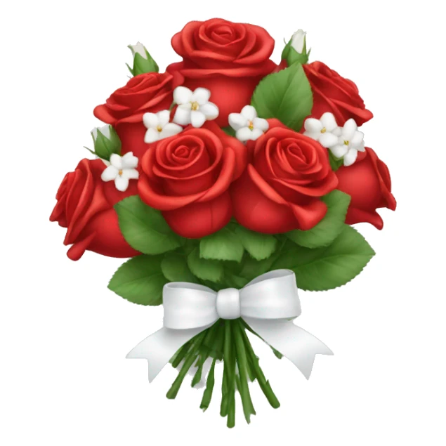 red roses bouquet with white bow sticker
