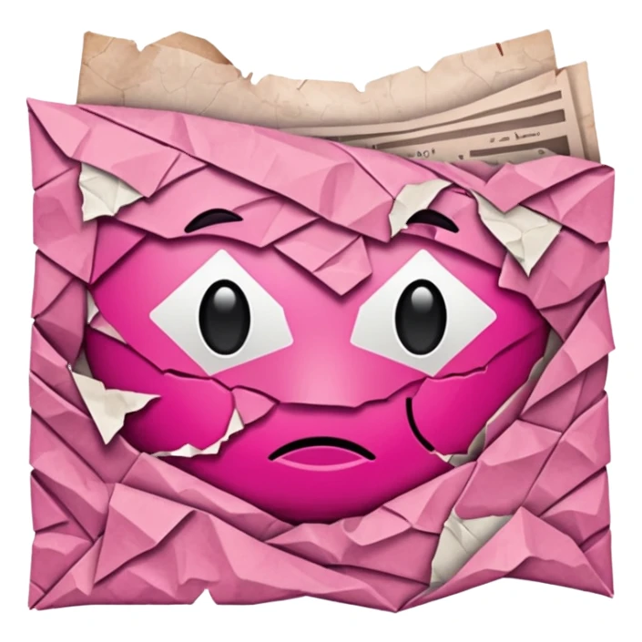 mac os mixed papers skeuomorphic pink sticker