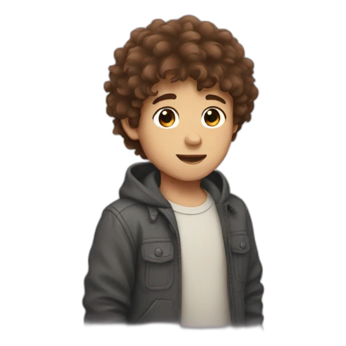 fluffy brown hair boy sticker