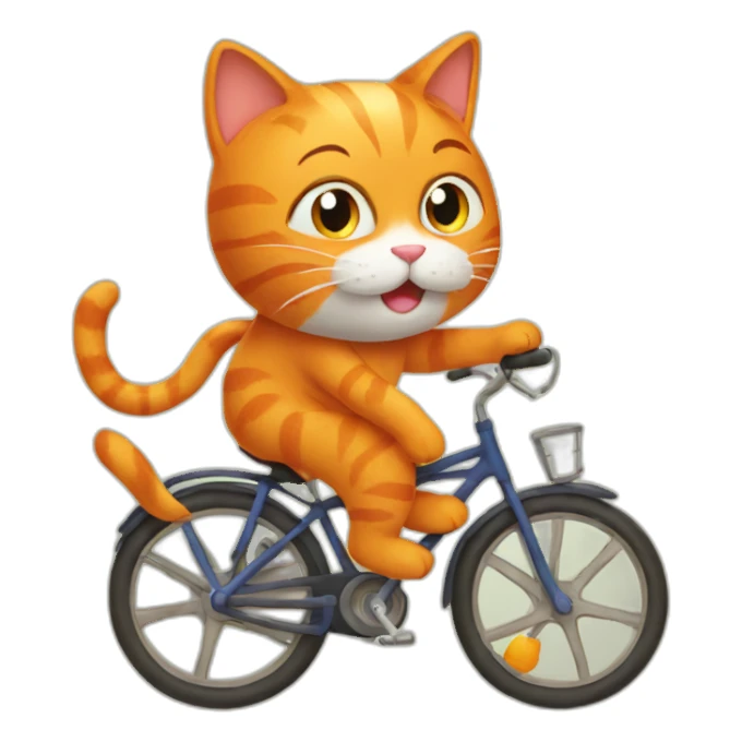 orange cat riding a bike sticker