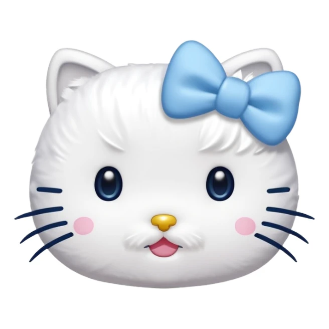 Hello Kitty face, blue bow on left ear sticker
