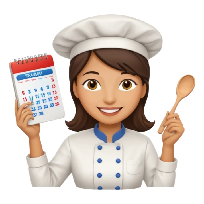 cocinera mujer con calendario sticker
