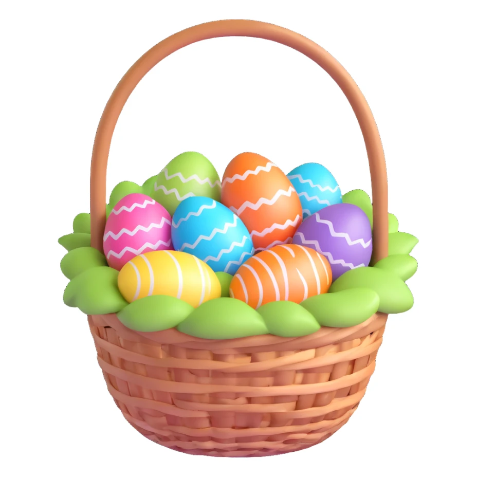 Easter basket filled with decorated eggs sticker