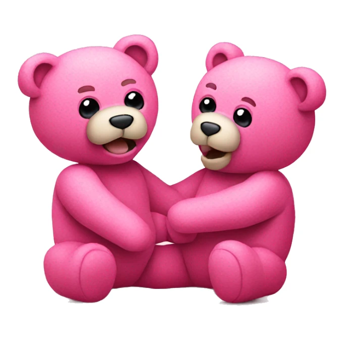 two pink teddy bears fighting tearing stuffing out sticker
