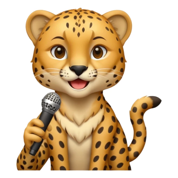 Cheetah podcast with microphone sticker