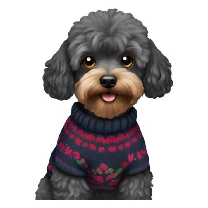 Black Yorkipoodle in sweater  sticker