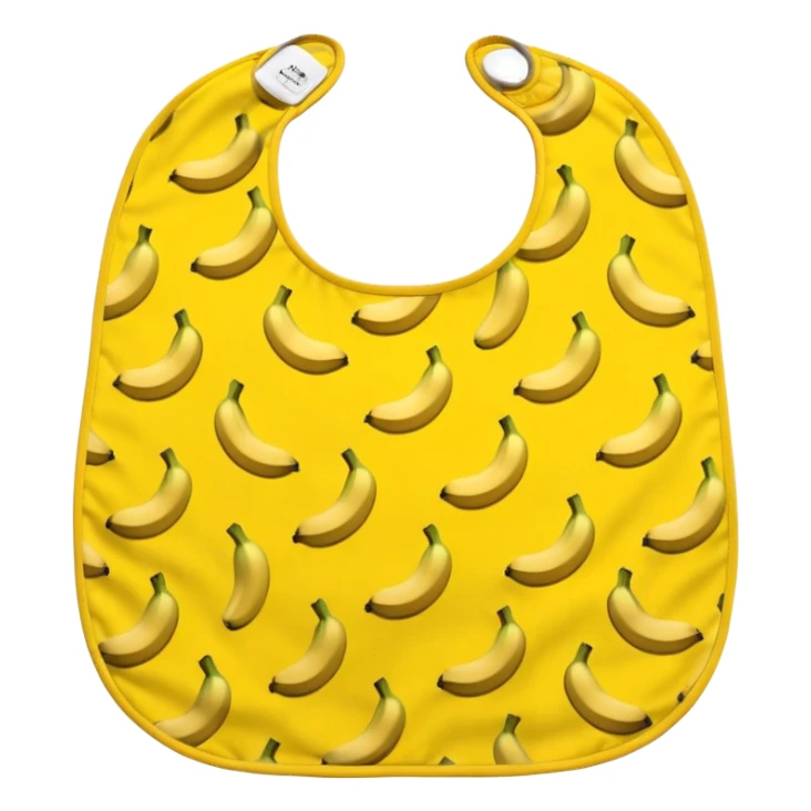 Yellow bib with banana pattern sticker