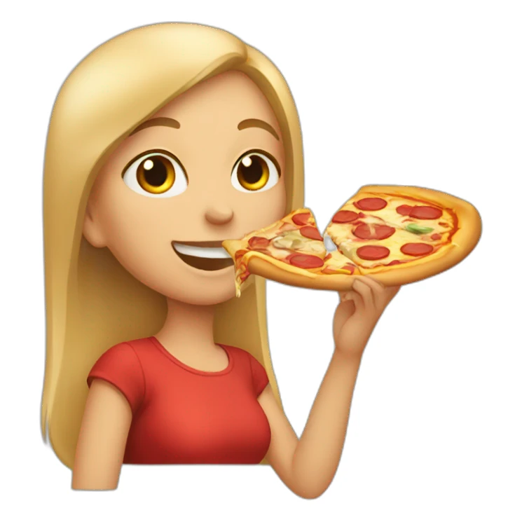 girl eating a pizza sticker